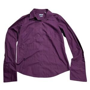 Izod Button Up Shirt No Iron French Cuffs Women's Size Medium Purple PC-756